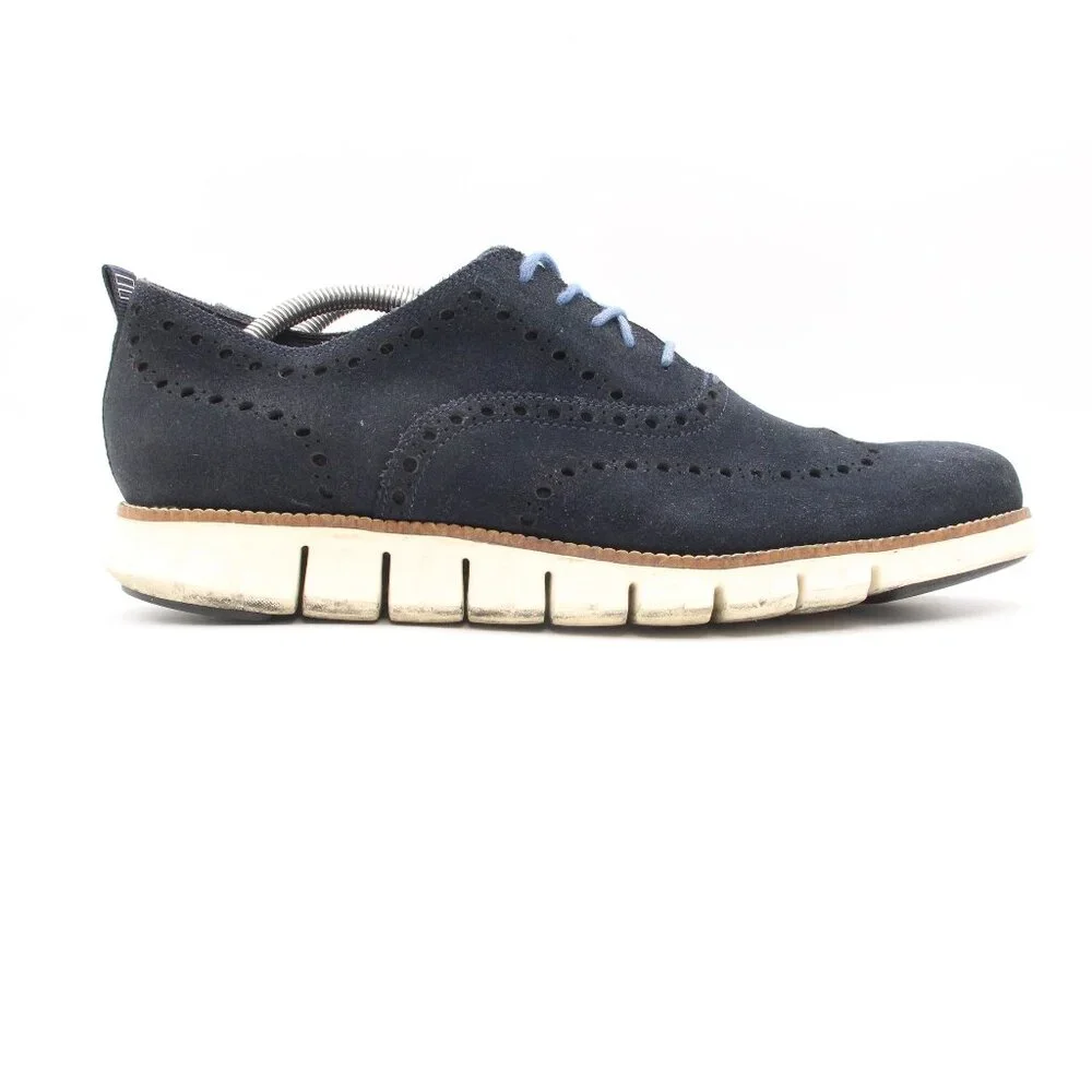 Cole Haan Zero Grand Wingtip Oxford Men's 11 M Navy Blue Suede Casual C24527